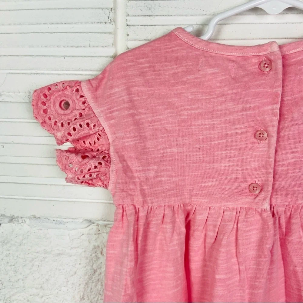 Gymboree Pink Eyelet Sleeve cotton Dress size 18-24 months
